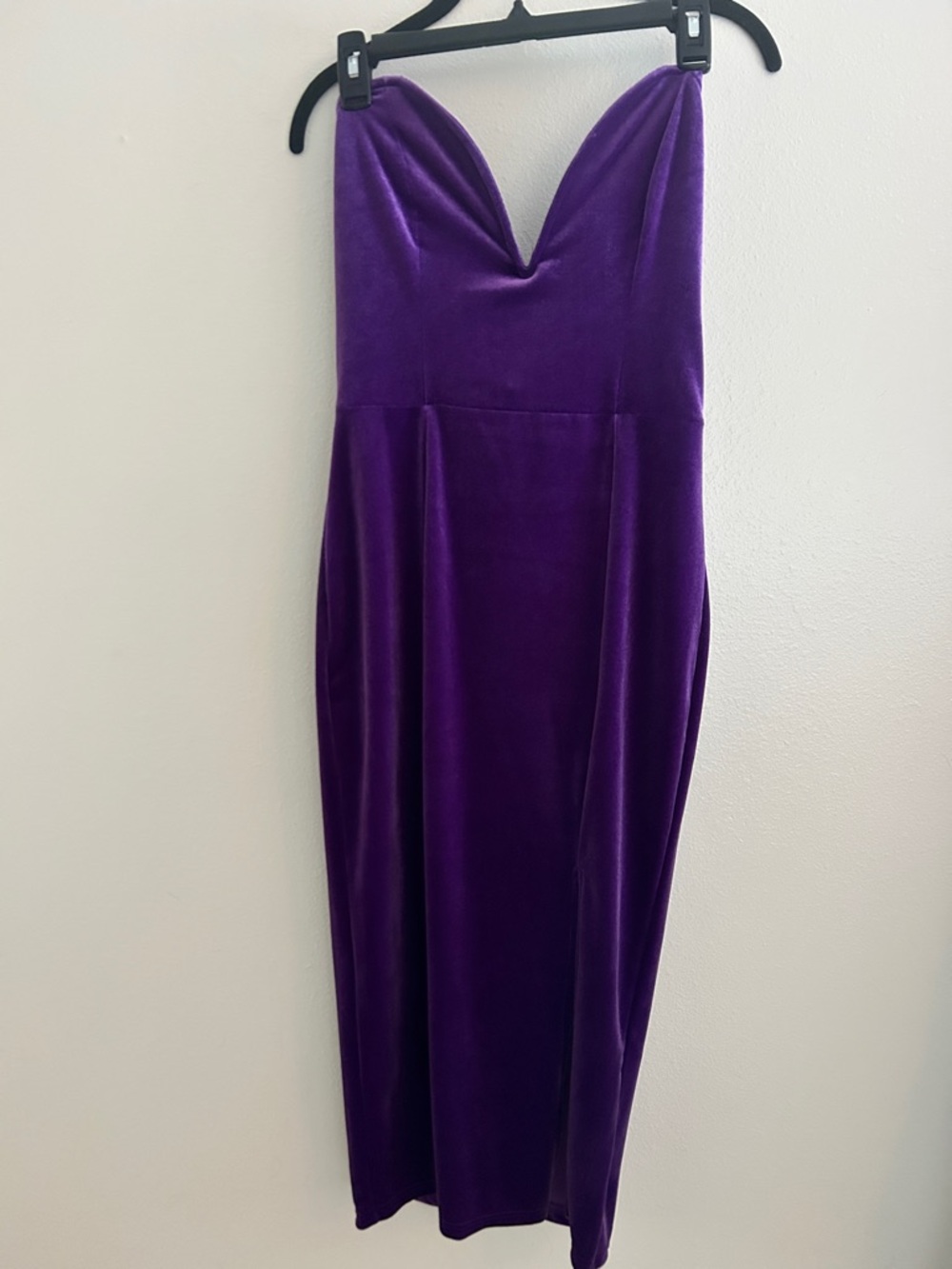 SHEIN Purple Velvet Strapless Midi Dress M/L